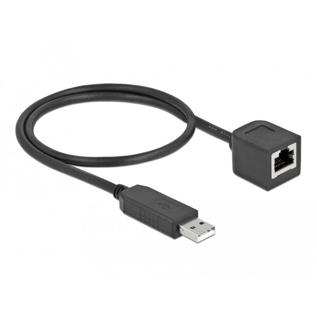 Delock Serial Connection Cable with FTDI chipset, USB 2.0 Type-A male to RS-232 RJ45 female 50 cm black