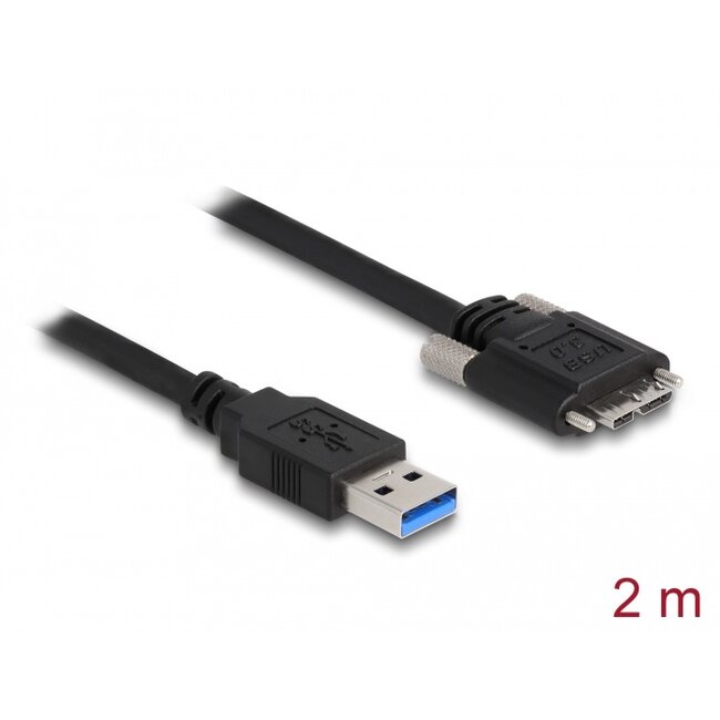 Delock Cable USB 3.0 Type-A male to Type Micro-B male with screws 2 m