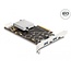 Delock PCI Express x8 Card with 2 x USB 20 Gbps USB Type-C™ female and 2 x USB 10 Gbps Type-A female - Quad Channel