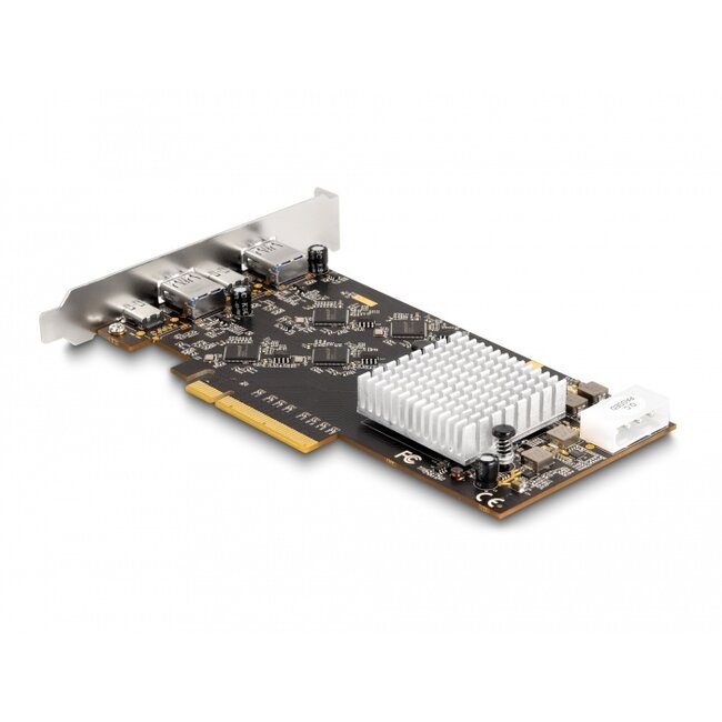 Delock PCI Express x8 Card with 2 x USB 20 Gbps USB Type-C™ female and 2 x USB 10 Gbps Type-A female - Quad Channel