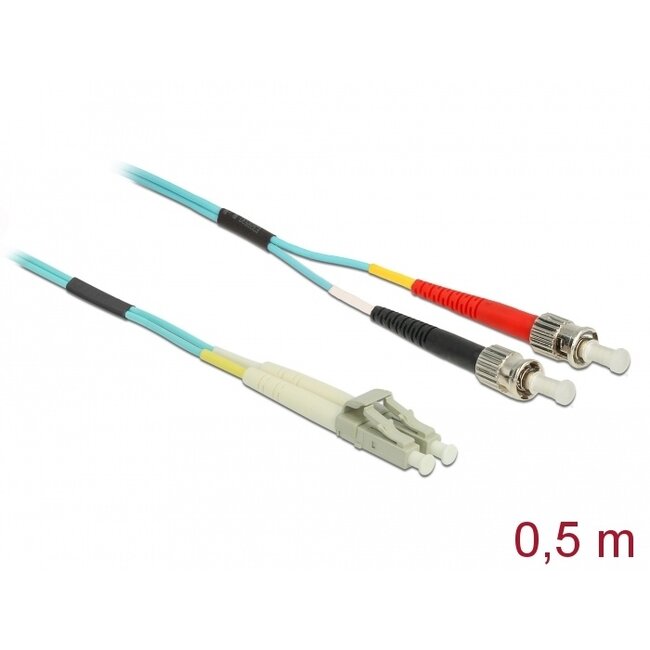Delock Cable Optical Fibre LC to ST Multi-mode OM3 0.5 m