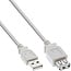 InLine® USB 2.0 kabel, beige/grau, A M/V, 2m