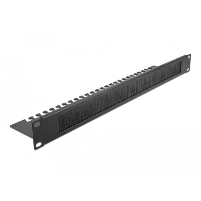 Delock 19″ Cable Management Brush Strip with Cable Support Plate 1U black