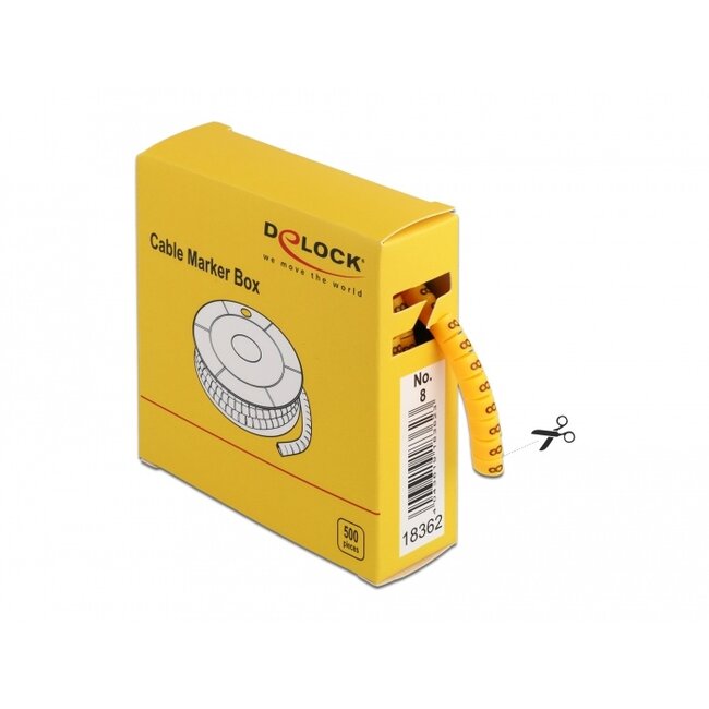 Delock Cable Marker Box, No. 8, yellow, 500 pieces