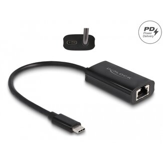 DeLOCK Delock USB Type-C™ Adapter to Gigabit LAN with Power Delivery 100 watt