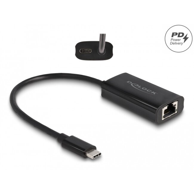 Delock USB Type-C™ Adapter to Gigabit LAN with Power Delivery 100 watt
