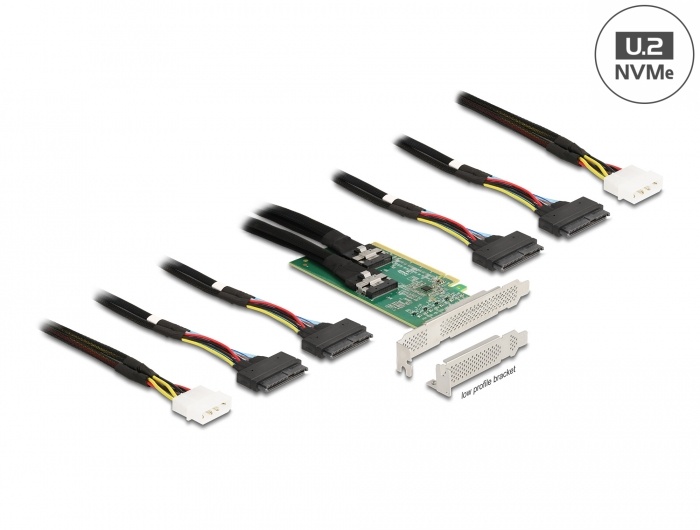 Delock PCI Express 4.0 x16 Card to 4 x SFF-8639 NVMe - Bifurcation - Low Profile Form Factor |