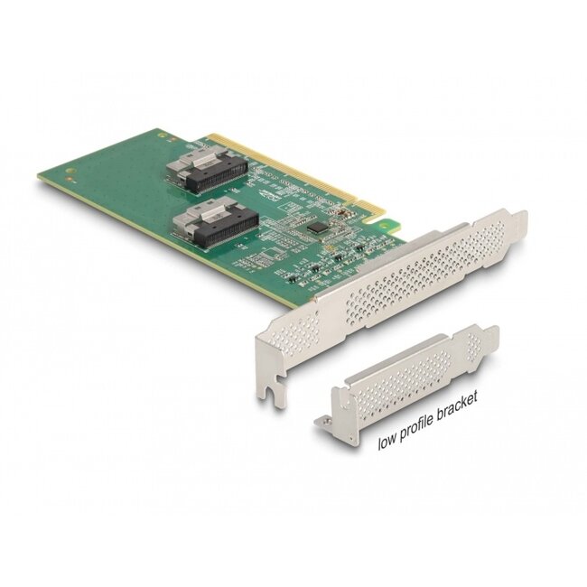 Delock PCI Express 4.0 x16 Card to 4 x SFF-8639 NVMe - Bifurcation - Low Profile Form Factor