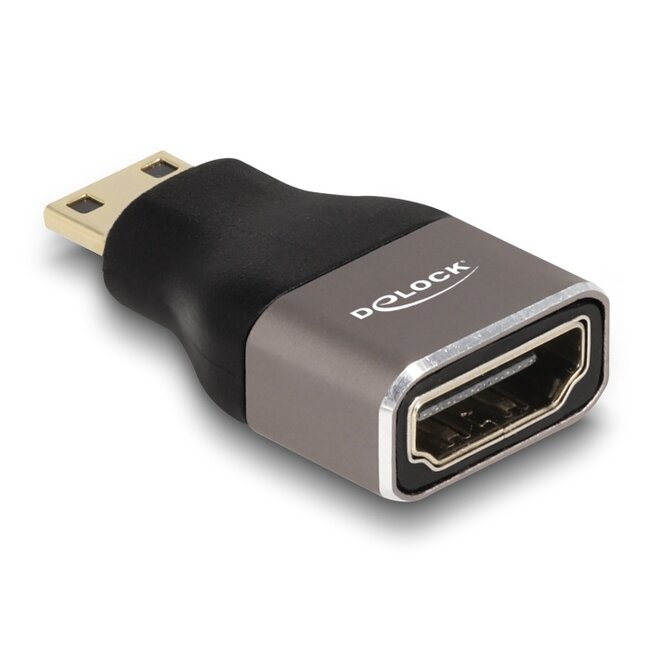 Delock HDMI Adapter Mini-C male to A female 8K 60 Hz grey metal