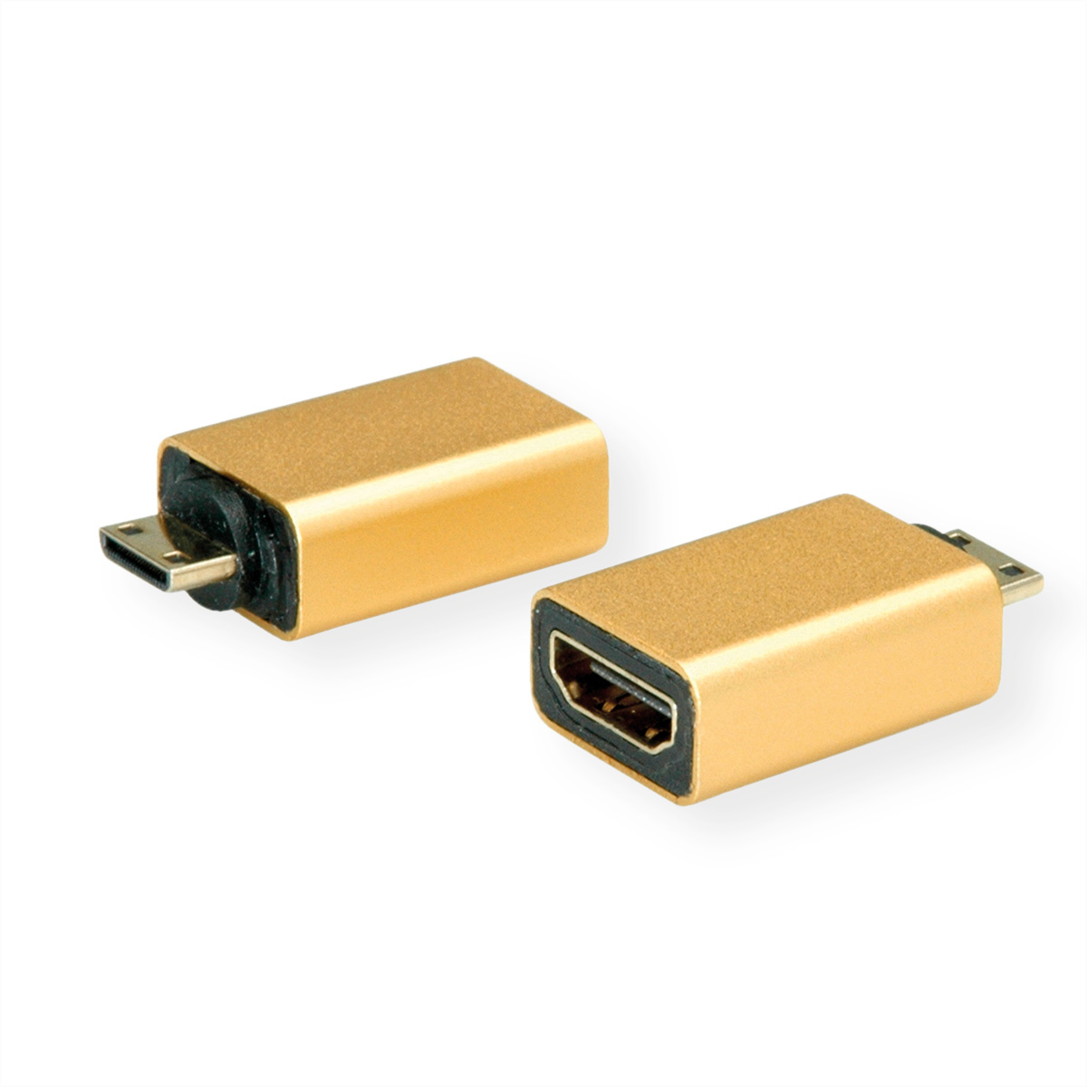 Roline 12.03.3154 Adapter [1x HDMI-stekker C mini - 1x HDMI-bus] Goud