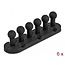 Delock Cable Holder with 5 feed-throughs self-adhesive / screwable 6 pieces black