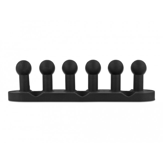 Delock Cable Holder with 5 feed-throughs self-adhesive / screwable 6 pieces black