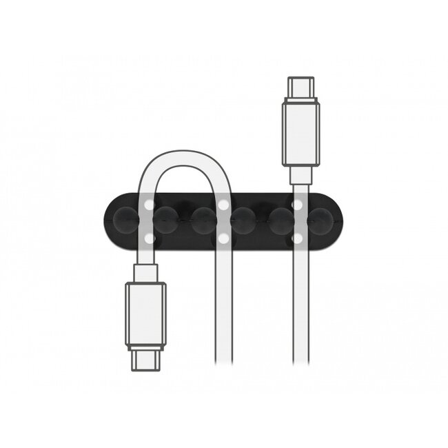 Delock Cable Holder with 5 feed-throughs self-adhesive / screwable 6 pieces black