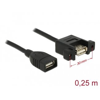 DeLOCK Delock Cable USB 2.0 Type-A female > USB 2.0 Type-A female panel-mount 0.25 m