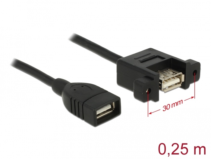 Delock - USB 2.0 A Male naar USB 2.0 A Female - 0.25 m