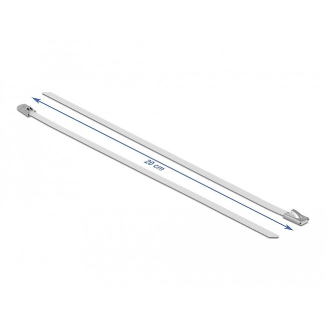 Delock Stainless Steel Cable Ties L 200 x W 4.6 mm white 10 pieces
