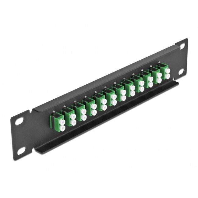 Delock 10″ Fiber Optic Patch Panel 12 Port LC Duplex green 1U black