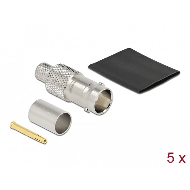 Delock BNC jack for crimping RG-6 with matching shrink tube