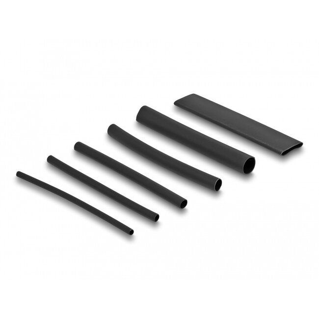 Delock Heat shrink tube assortment box, dual wall with inside adhesive, shrinkage ratio 3:1, black 122 pieces