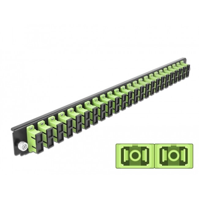 Delock 19″ Splice Box Front Panel 24 port SC Duplex limegreen