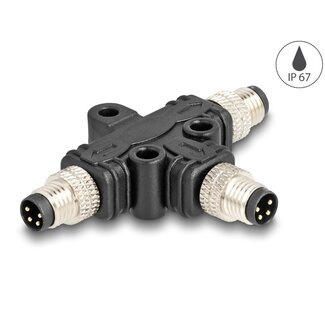 DeLOCK Delock M8 T-Splitter A-coded 4 pin 1 x male to 2 x male parallel connection DeLOCK Delock M8 T-Splitter A-coded 4 pin 1 x male to 2 x male parallel connection