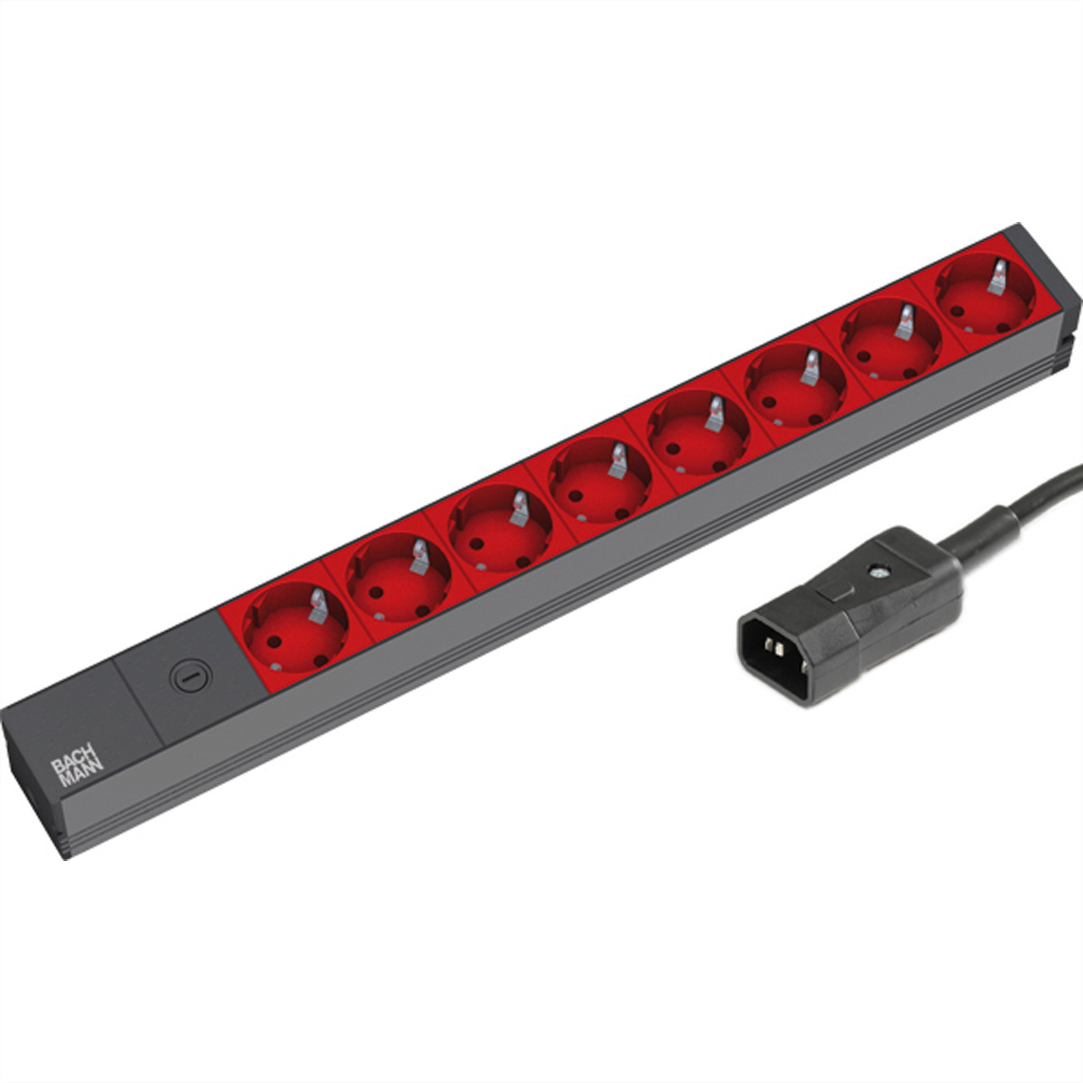 333.538 - 19 inch power strip, multiple socket 8-fold 1U with microfuse, 333.538
