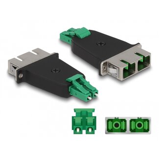 DeLOCK Delock Optical Fiber Hybrid Coupler LC Duplex male to SC Duplex female green
