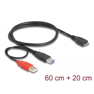 DeLOCK Delock Cable USB 3.0 type A male + USB type A male > USB 3.0 type Micro-B male