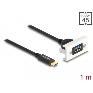DeLOCK Delock Easy 45 Module SuperSpeed USB 10 Gbps (USB 3.2 Gen 2) USB Type-A female to USB Type-C™ male with pigtail, 22,5 x 45 mm