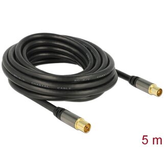 DeLOCK Delock Antenna Cable IEC Plug > IEC Jack RG-6/U 5 m black