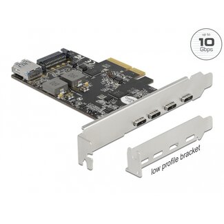 DeLOCK Delock PCI Express x4 Card to 4 x USB Type-C™ + 1 x USB Type-A - SuperSpeed USB 10 Gbps - Low Profile Form Factor