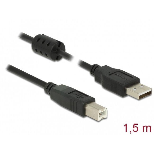 Delock Cable USB 2.0 Type-A male > USB 2.0 Type-B male 1.5 m black