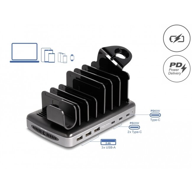 Delock USB Charging Station with 3 x USB Type-C™ PD + 3 x USB Type-A (112 W)