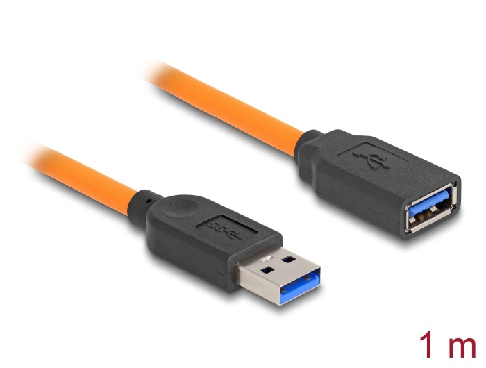 Delock USB 5 Gbps Cable USB Type-A male to USB Type-A female for tethered shooting 1 m orange |