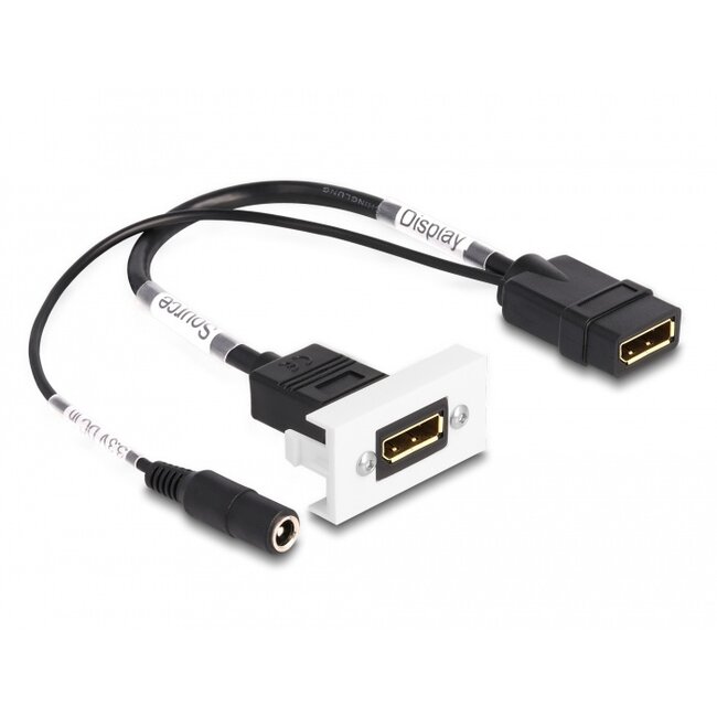 Delock Easy 45 DisplayPort 4K 60 Hz Module with DC feed 2.1 x 5.5 mm and pigtail,22.5 x 45 mm