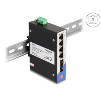 DeLOCK Delock Industrial Gigabit Ethernet Switch 4 Port RJ45 2 Port SFP for DIN rail