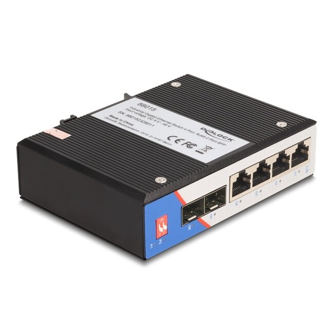 Delock Industrial Gigabit Ethernet Switch 4 Port RJ45 2 Port SFP for DIN rail