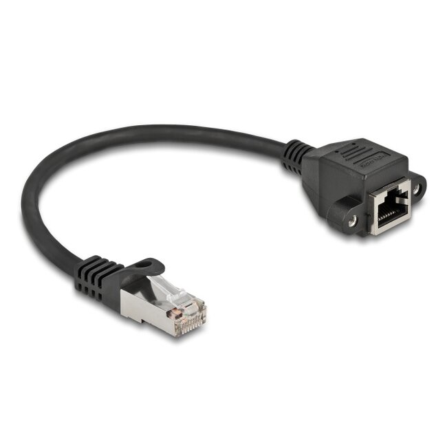Delock Network Extension Cable S/FTP RJ45 plug to RJ45 jack Cat.6A 25 cm black