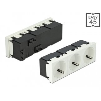 DeLOCK Delock Easy 45 Grounded Power Socket 3-way with a 45° arrangement 45 x 45 mm
