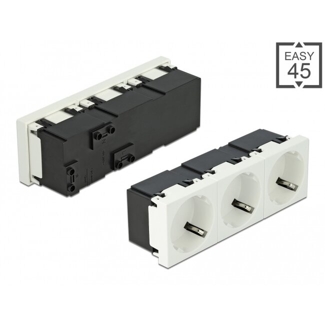 Delock Easy 45 Grounded Power Socket 3-way with a 45° arrangement 45 x 45 mm