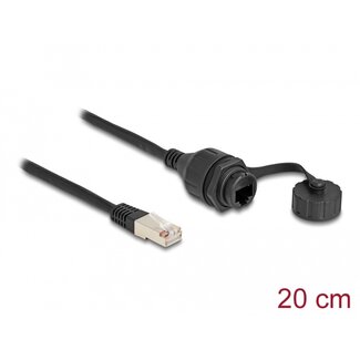 DeLOCK Delock Cable RJ50 male to RJ50 female for built-in with sealing cap IP67 dust and waterproof 20 cm