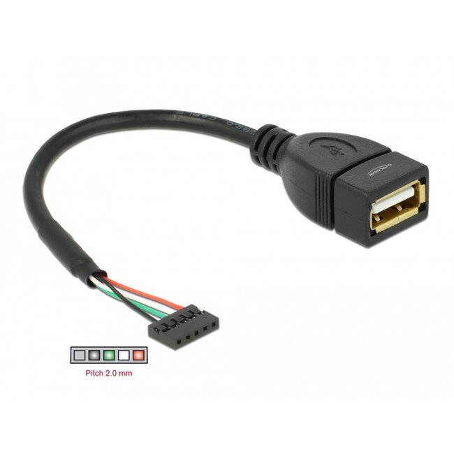 Delock Cable USB 2.0 pin header female 2.00 mm 5 pin > USB 2.0 Type-A female 15 cm