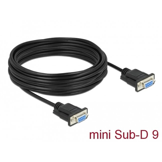Delock Serial Cable RS-232 D-Sub 9 female to female null modem with narrow plug housing - Full Handshaking - 10 m