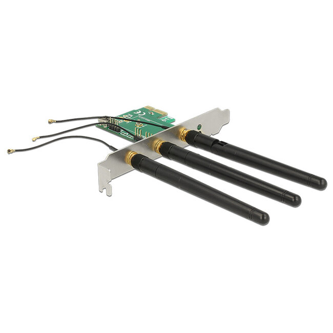 Delock PCI Express Card > 1 x internal M.2 Key A Slot with 3 external Antennas – Low Profile Form Factor