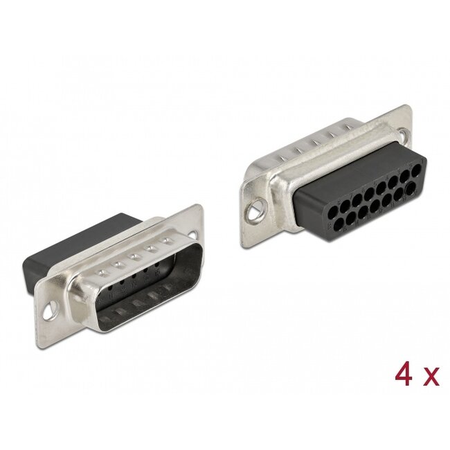 Delock D-Sub 15 pin crimp male, metal, 4 pieces