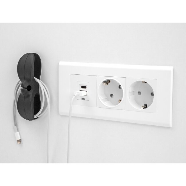 Delock Cable holder with 3 feed-throughs self-adhesive set 3 pieces