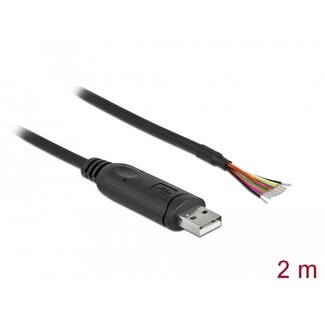 DeLOCK Delock Adapter cable USB 2.0 Type-A to Serial RS-232 with 9 open wires + Shielding 2 m