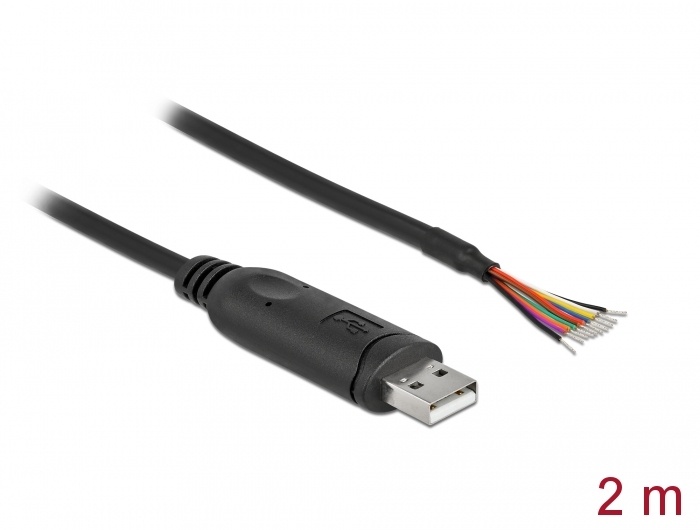 DeLOCK 90416. Kleur van het product: Zwart, Lengte snoer: 2 m, Aansluiting 1: USB 2.0. Aantal per verpakking: 1 stuk(s)