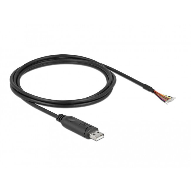 Delock Adapter cable USB 2.0 Type-A to Serial RS-232 with 9 open wires + Shielding 2 m