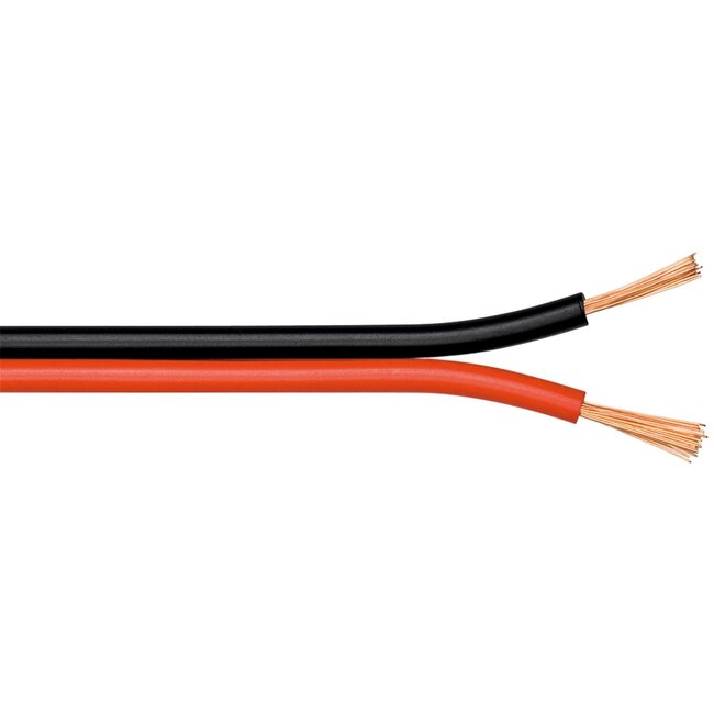 Luidspreker kabel (koper) | 2x 0,35mm² | rood/zwart | 100 meter